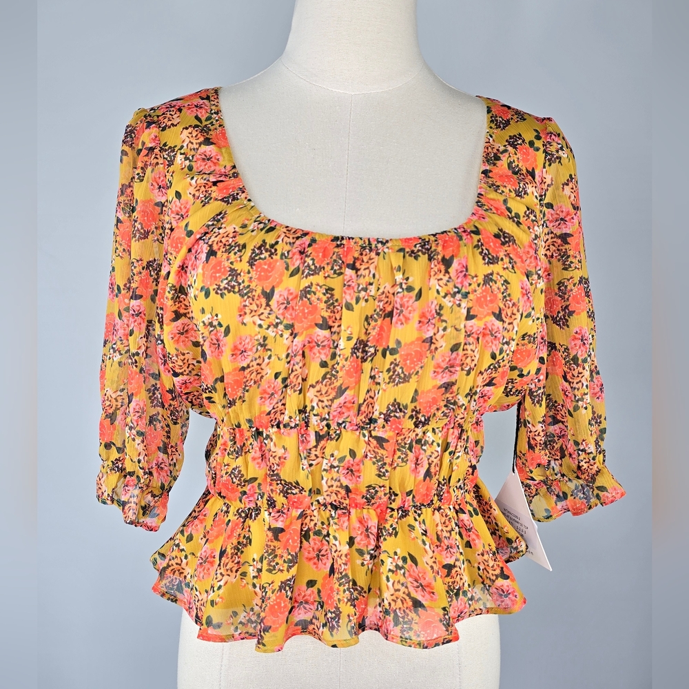 Lost + Wander Gardens at Giverny Floral Peasant Crop Top Size S NWT